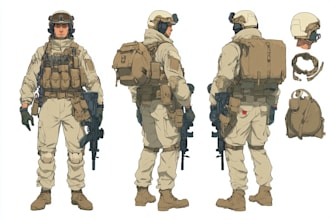 military character design or military themed illustration