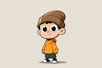 design professional cute 2d cartoon animal character art