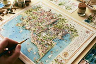 watercolor map illustration just for you