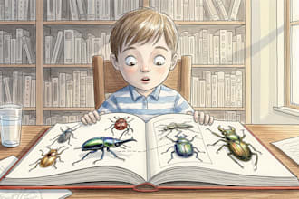 draw children story book illustration and kids book illustration