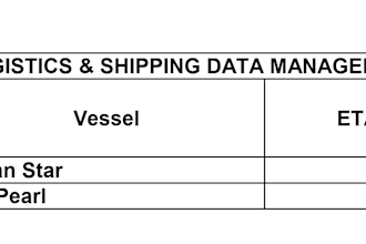 logistics data entry, excel and shipping documentation