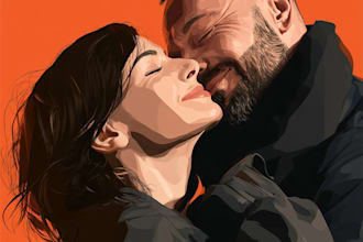 draw vector portrait cartoon for couple, group and family