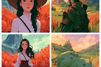 illustrate epic fantasy scenes and character concepts