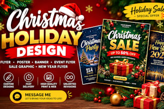 design christmas flyer, holiday poster, sales banner and event flyer