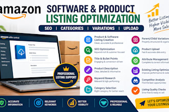 amazon software product listing seo optimization category variation upload