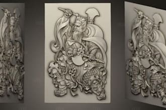 create custom 3d bas relief for cnc carving and stl printing
