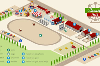 design custom 3d isometric map, vector map and map illustration