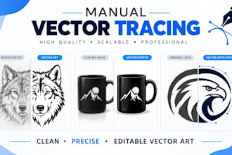 manually vector trace, redraw logo and convert image to vector