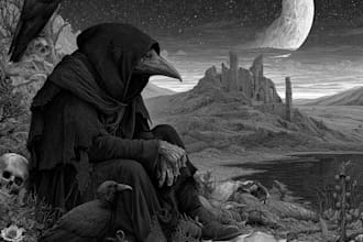 draw dark fantasy line art
