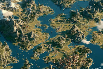 design custom fantasy river delta and valley map for world building