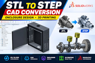 do stl to step cad conversion enclosure design 3d printing cad model solidwork