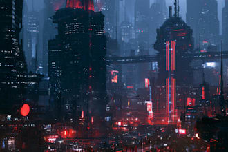 make futuristic cyberpunk, sci fi city for you