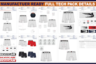 do professional fashion tech pack design and apparel tech pack cad