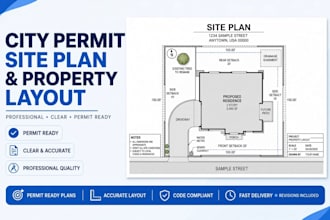 draw site plan plot plan city permit property layout autocad