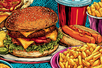 illustration of food pop art