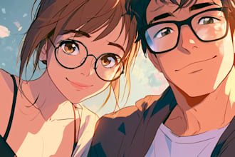 create custom aesthetic anime couple portrait and art