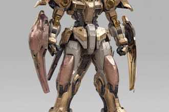 draw mecha robot, armor, gundam in anime or realism style