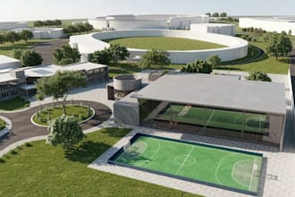 design 3d sport complex pickleball court, facilites, stadiums, gym, 3d rendering