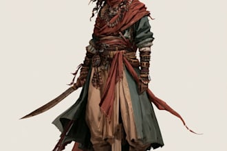 draw dark fantasy female warrior character art for dnd and tabletop rpgs