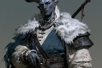 paint dark grimdark fantasy character artwork and monochrome digital art