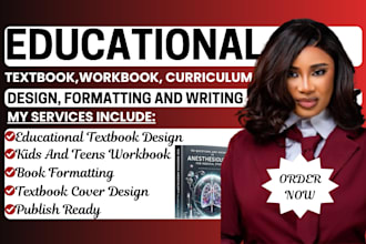 design and format educational textbook, worksheet, book layout, book cover