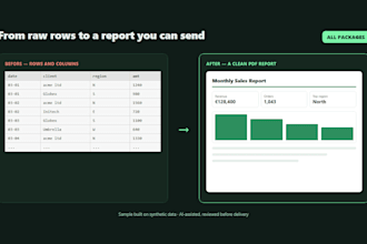 turn your spreadsheet data into a clean, professional PDF report