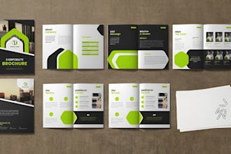 design company bifold, trifold brochure, real estate property listing brochure