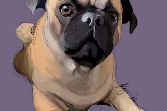 semi realistic pet portrait