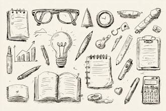 draw doodle illustration, objects, icons for your business