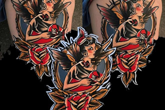 draw custom tattoo illustration, flash design, and sleeve art