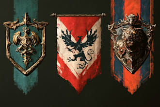 design custom fantasy faction crest and illustration for you