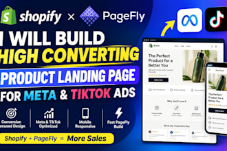 build high converting product landing page for meta  tiktok ads with pagefly