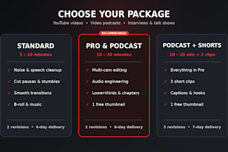 do professional youtube video editing and video podcast editing