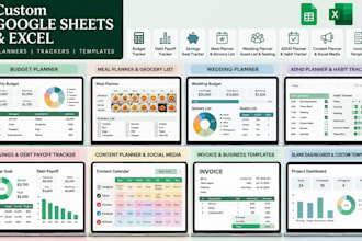 build custom google sheets excel spreadsheet planner trackers dashboard template