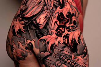 mkake a unique japanese tattoo design artist