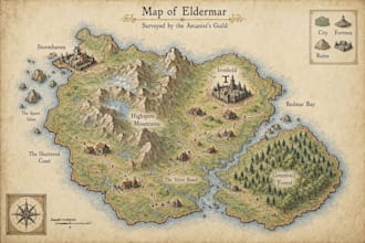 draw fantasy world, regional city map and dnd campaign map