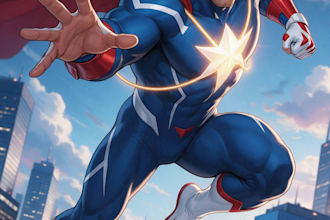 draw and design custom sfw superhero character in action