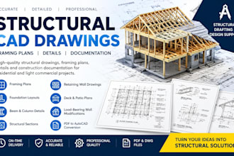provide structural cad drawings framing construction details plans for permit