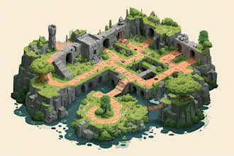 design custom vector map illustration, isometric map game map