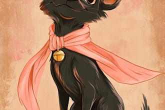 design a custom  pet portrait illustration