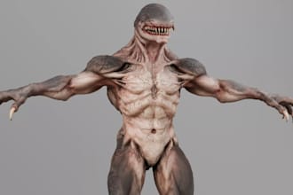 zbrush monster creature,clean uv map,humanoid gameplay,fantasy alien model,rig3d