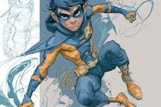 draw custom comic book character sketch superhero manga page