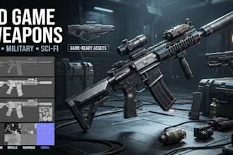 design 3d game weapon model, 3d fps weapon, 3d gun model, 3d low poly weapon