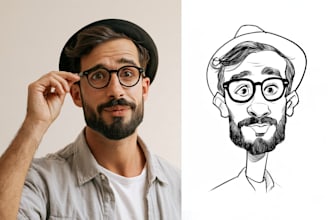 draw funny cartoon character, caricature, portrait