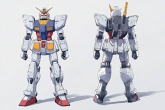 make a mecha robot gundam illustrations