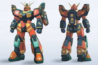 create a detailed custom mecha character illustration