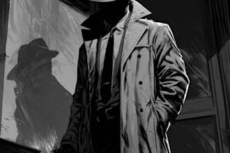 draw dark noir comic illustration and dark fantasy art