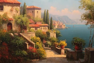 paint realistic landscape in oil painting style