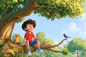 create cartoon kids book illustrations