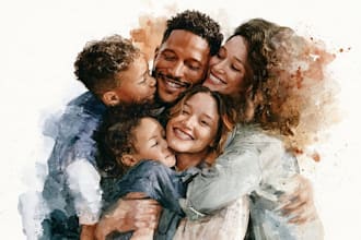 draw watercolor family portrait in procreate